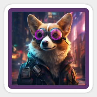 Cyberpunk Corgi Sticker